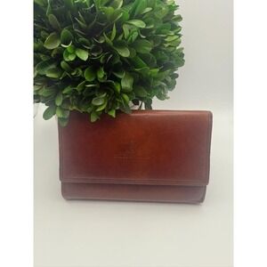 Borgo Etruschi Italy Leather Trifold Wallet Brown Vera Pelle Womens Organizer